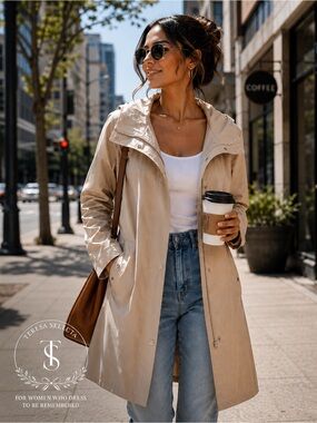 NWT MICHAEL Michael Kors Beige Hooded Trench Coat